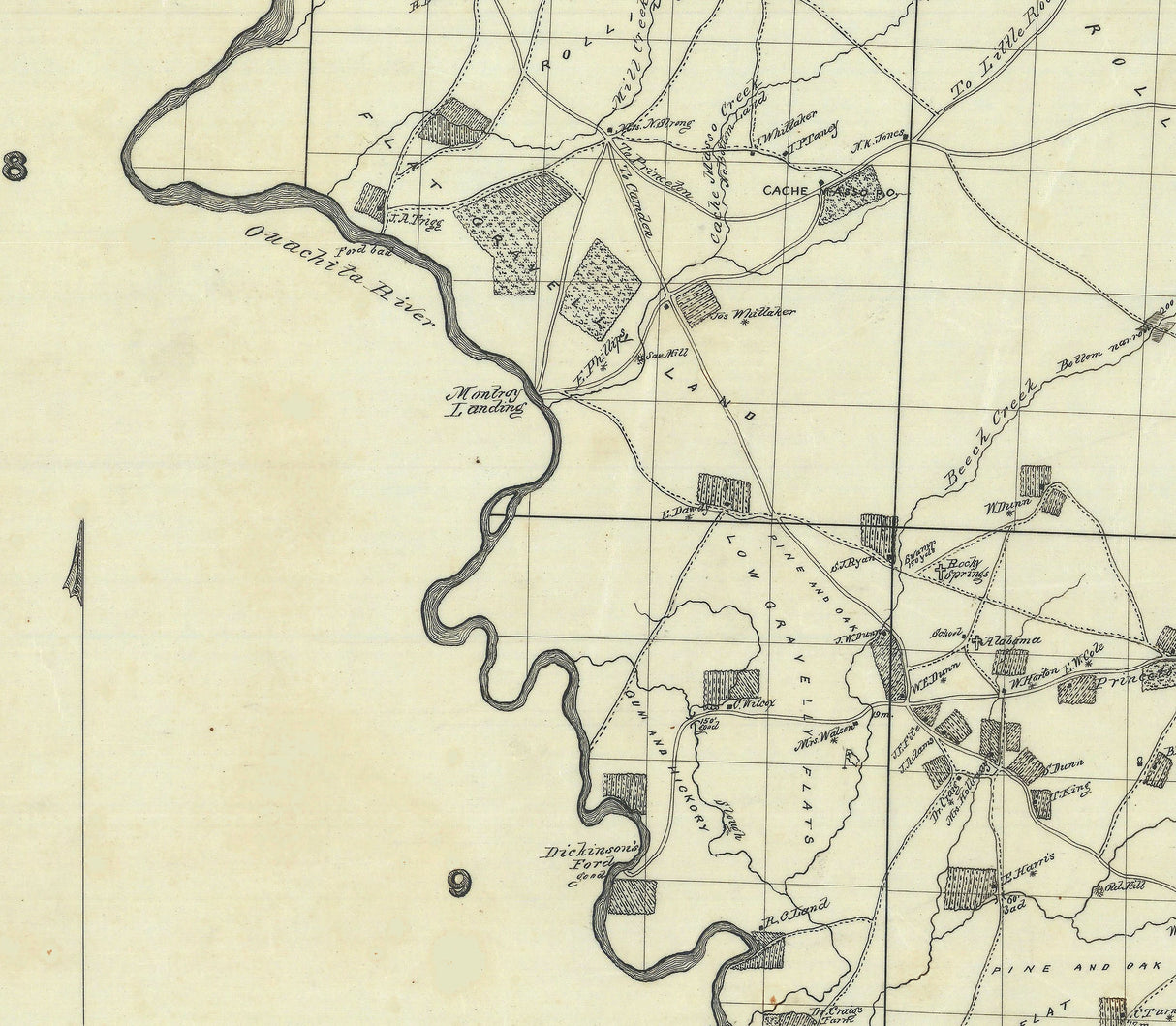 1865 Map of Dallas County Texas