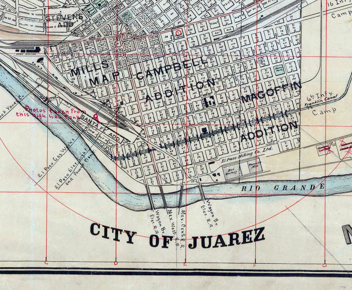 1914 Map of El Paso Texas