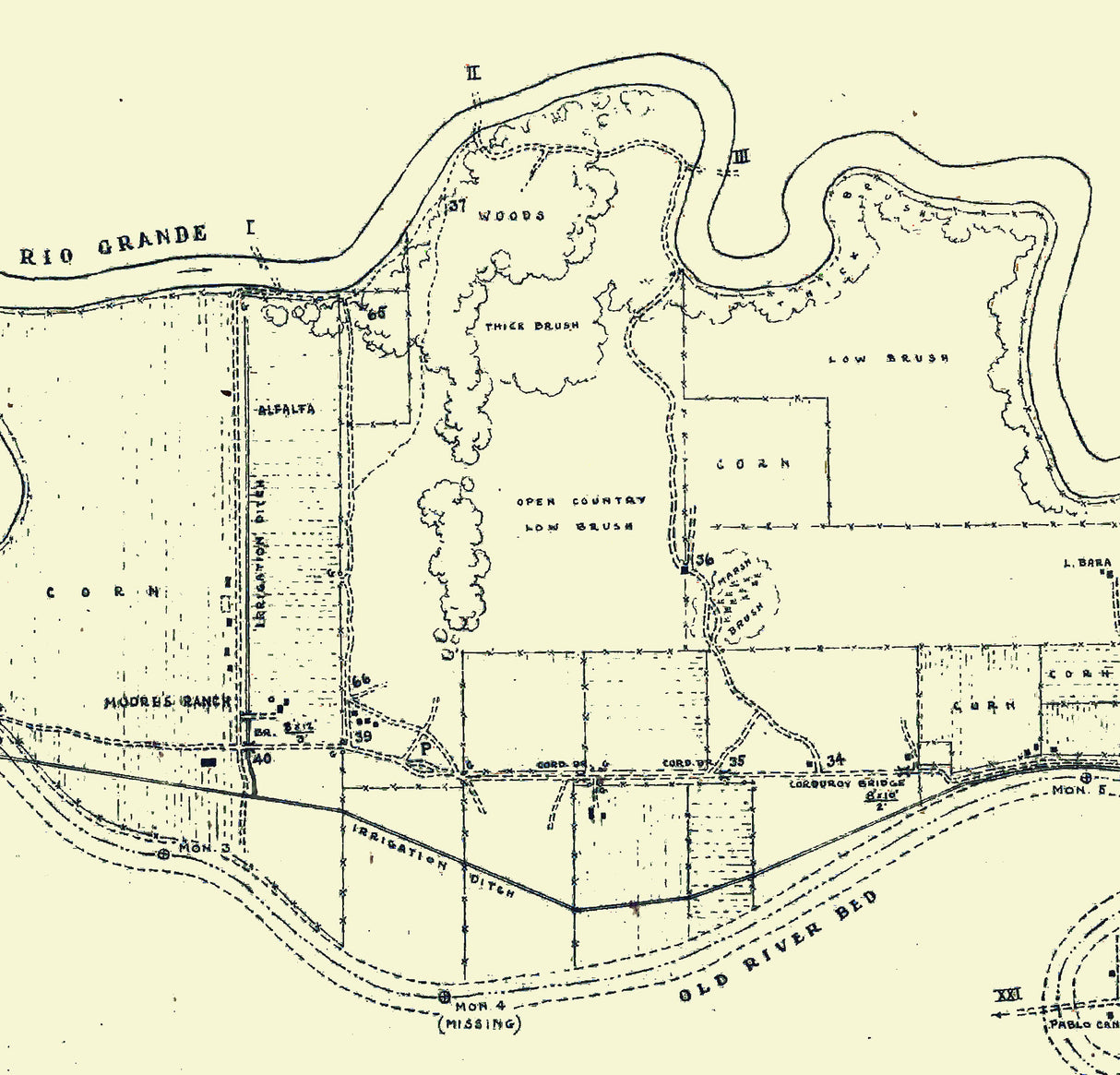 1916 Map of San Elizario Island Fabens Texas
