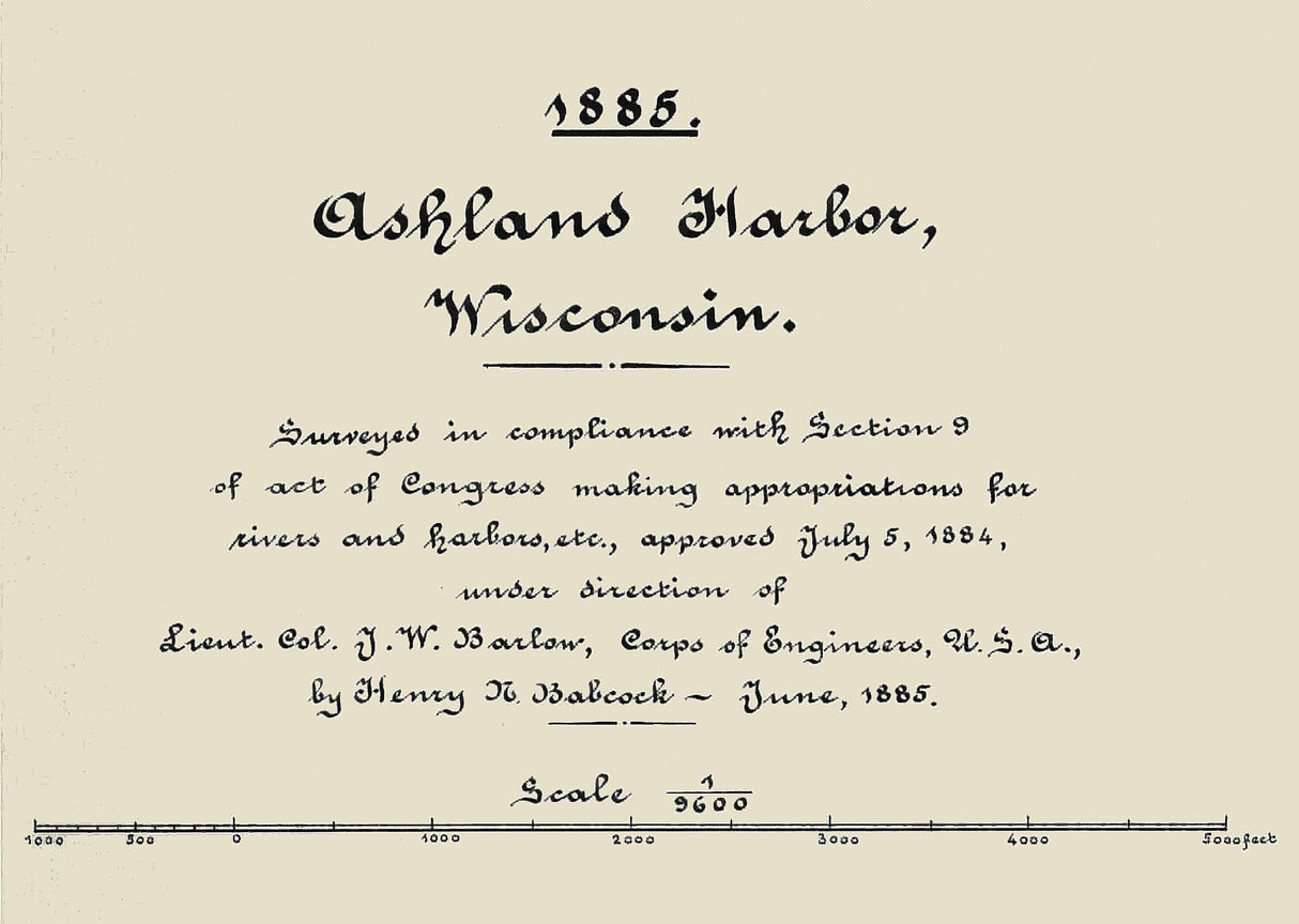 1885 Map of Ashland Harbor Wisconsin