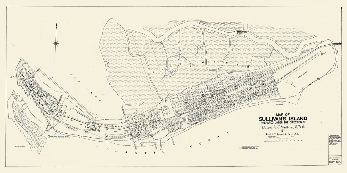 1917 Map of Sullivans Island South Carolina Charleston