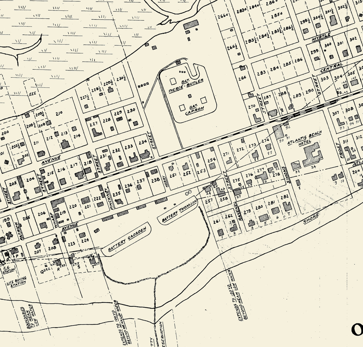 1917 Map of Sullivans Island South Carolina Charleston