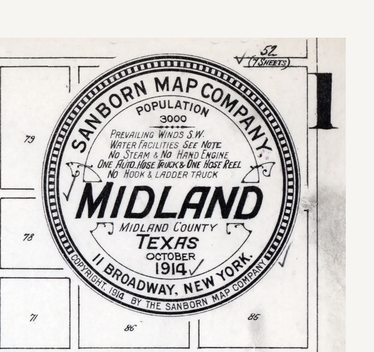 1914 Town Map of Midland Texas