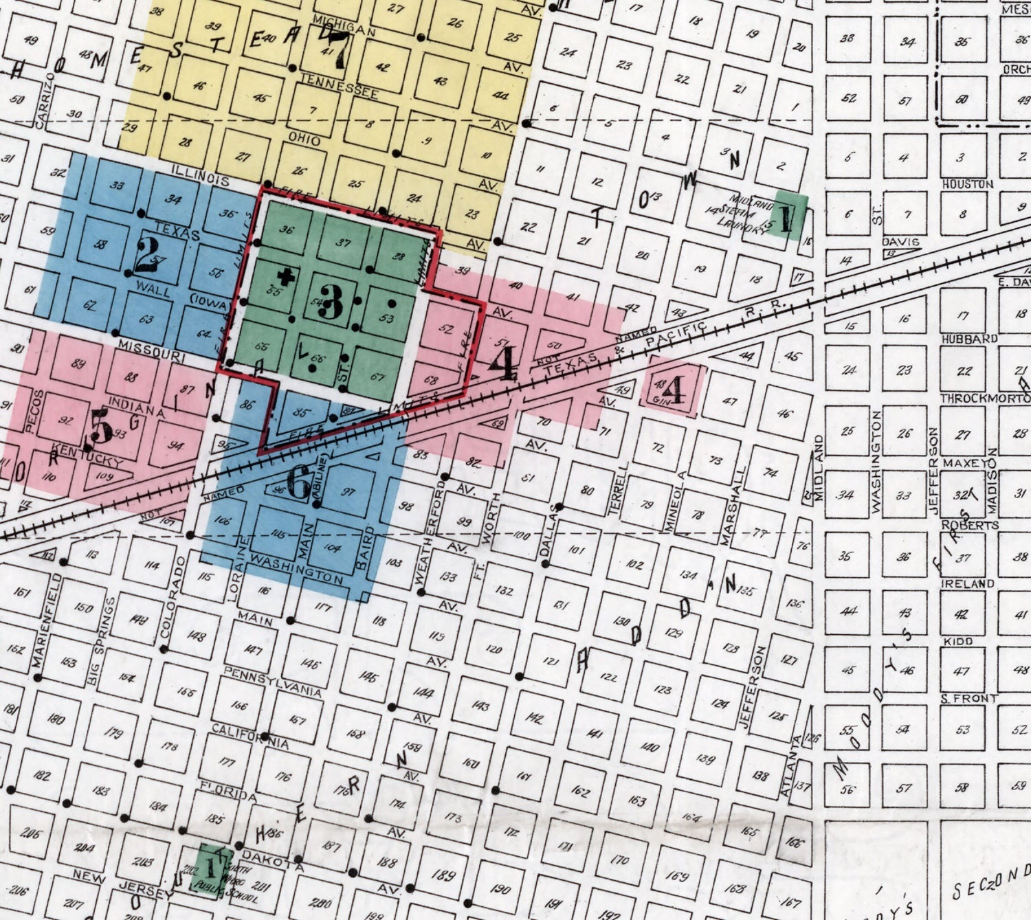 1914 Town Map of Midland Texas