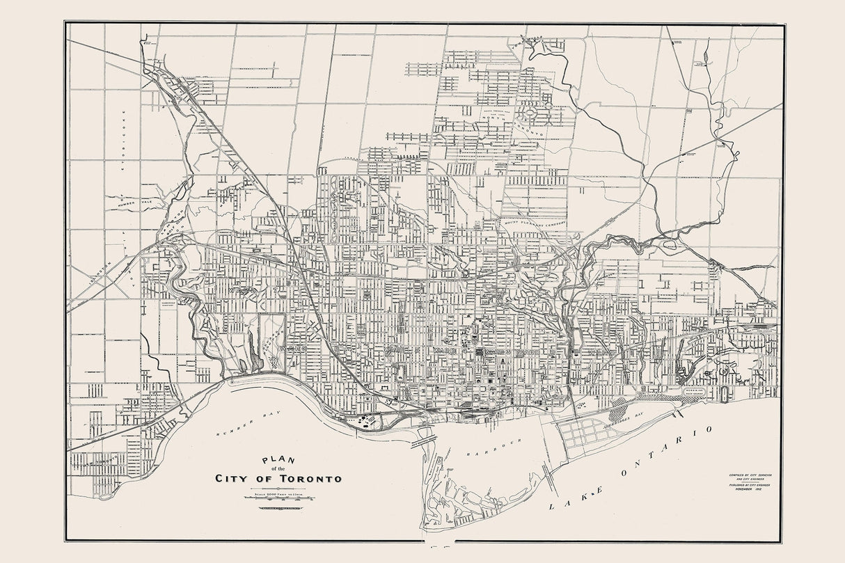 1912 Map of Toronto Ontario Canada