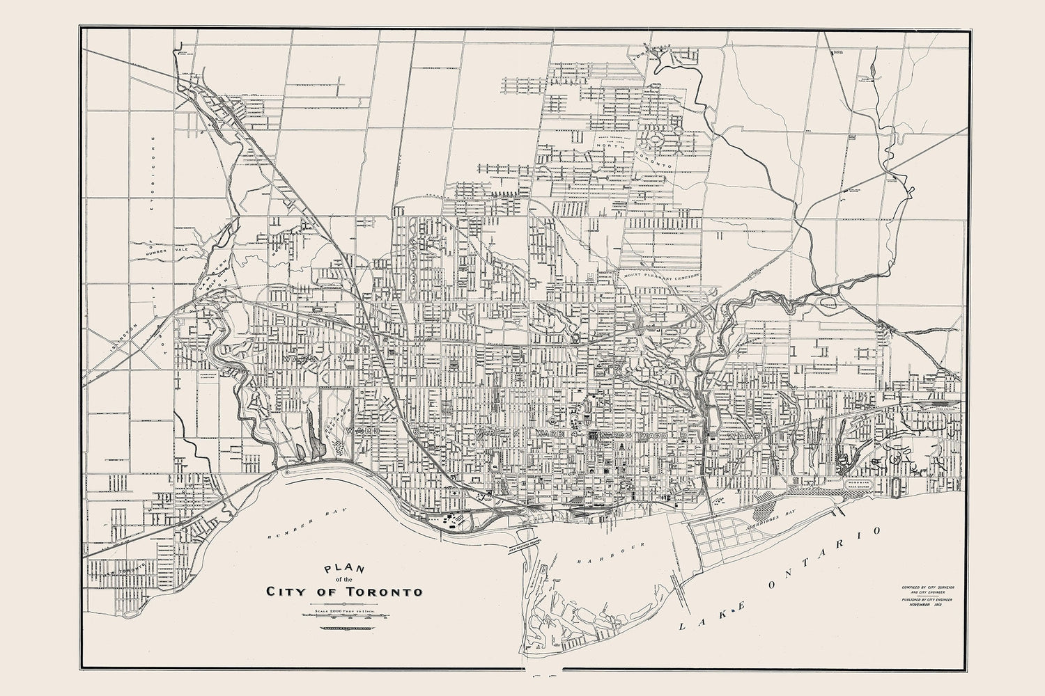 1912 Map of Toronto Ontario Canada