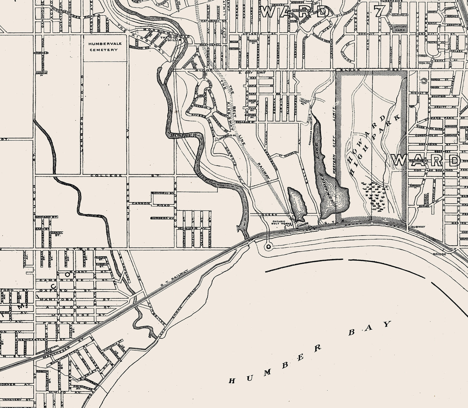 1912 Map of Toronto Ontario Canada