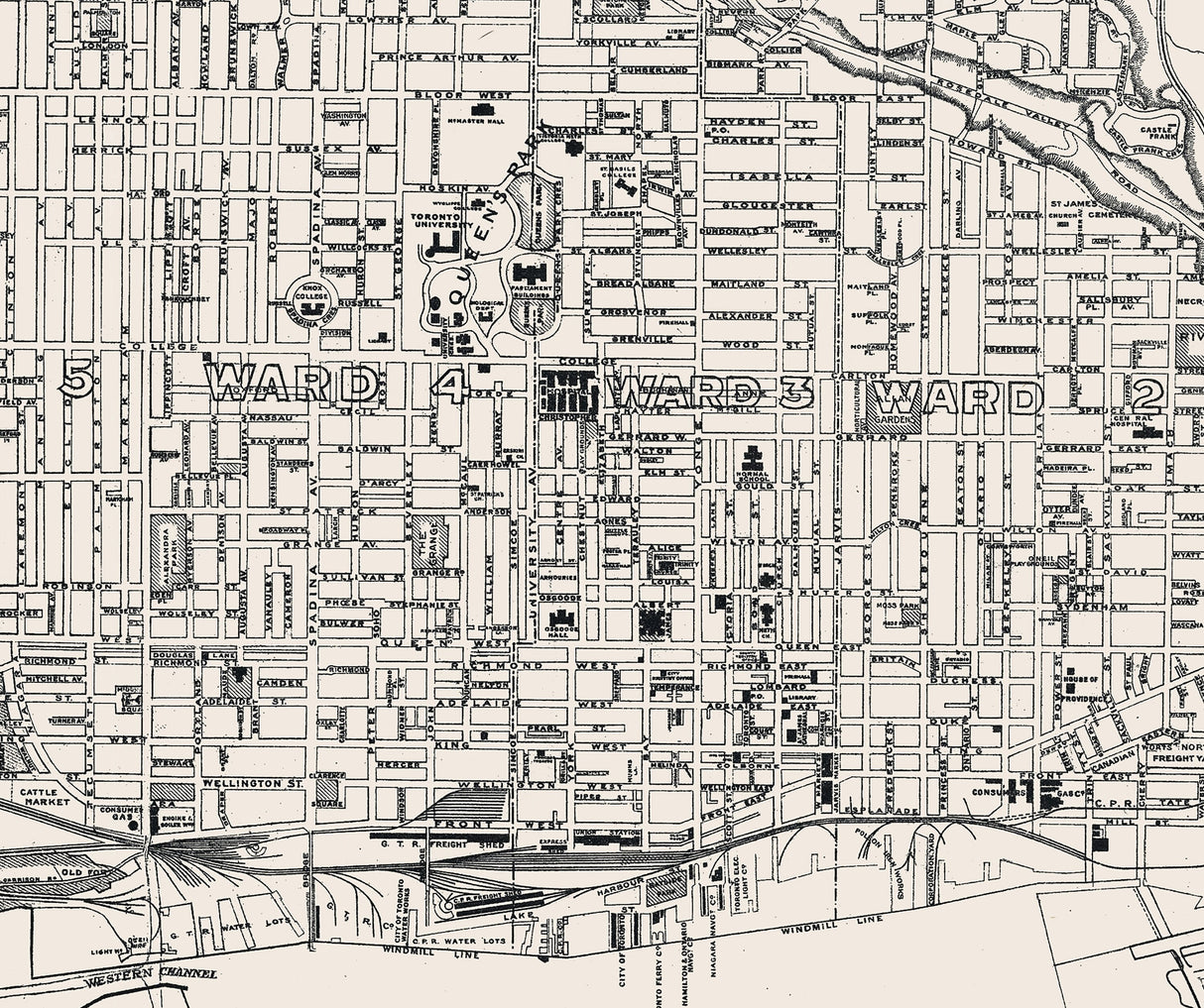 1912 Map of Toronto Ontario Canada