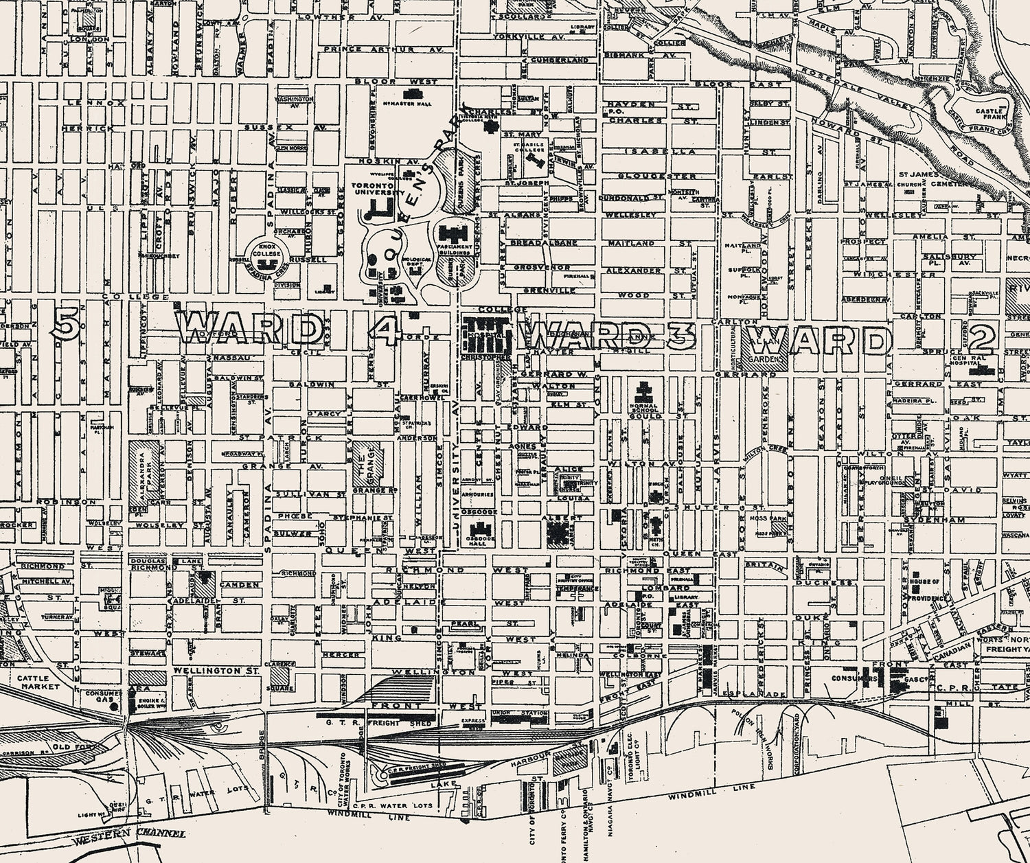 1912 Map of Toronto Ontario Canada
