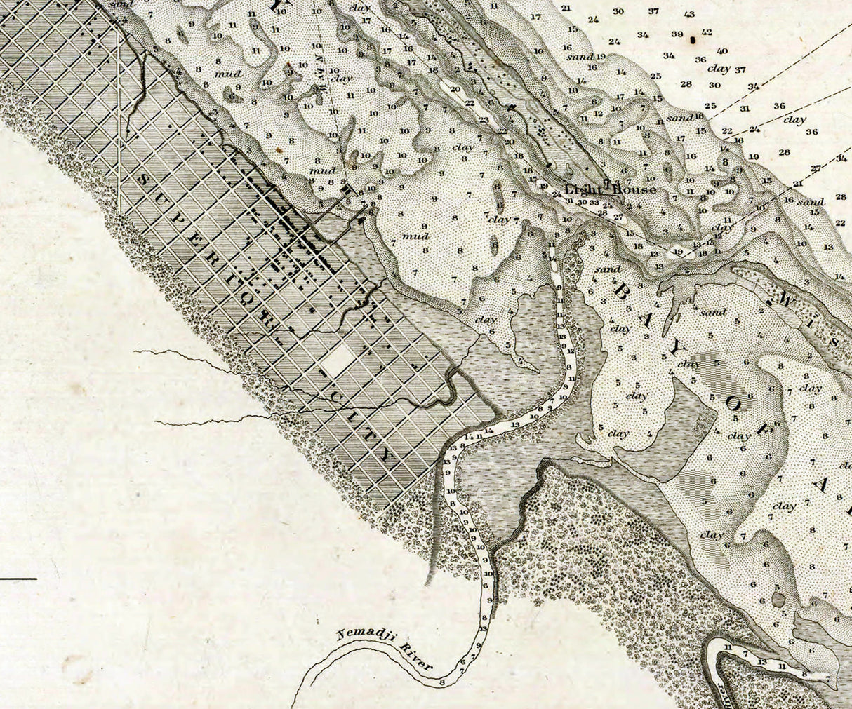 1863 Nautical Map of Fond du Lac of Lake Superior West End