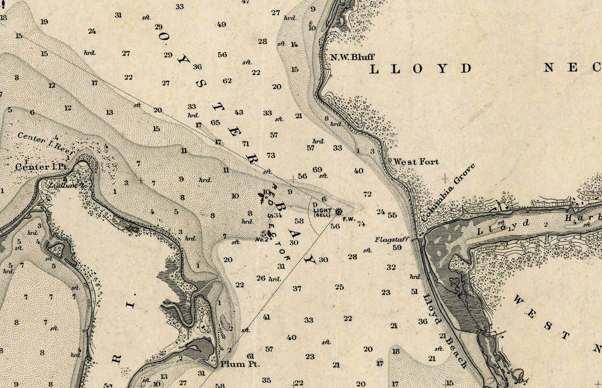 1889 Nautical Chart of Oyster Bay Long Island Sound New York