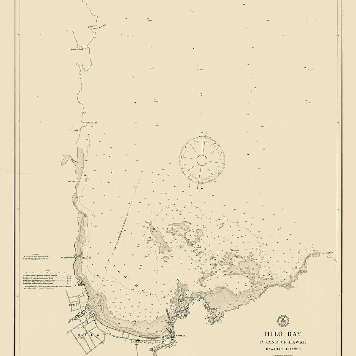 1904 Nautical Chart of Hilo Bay Island of Hawaii Genealogical Surveyor