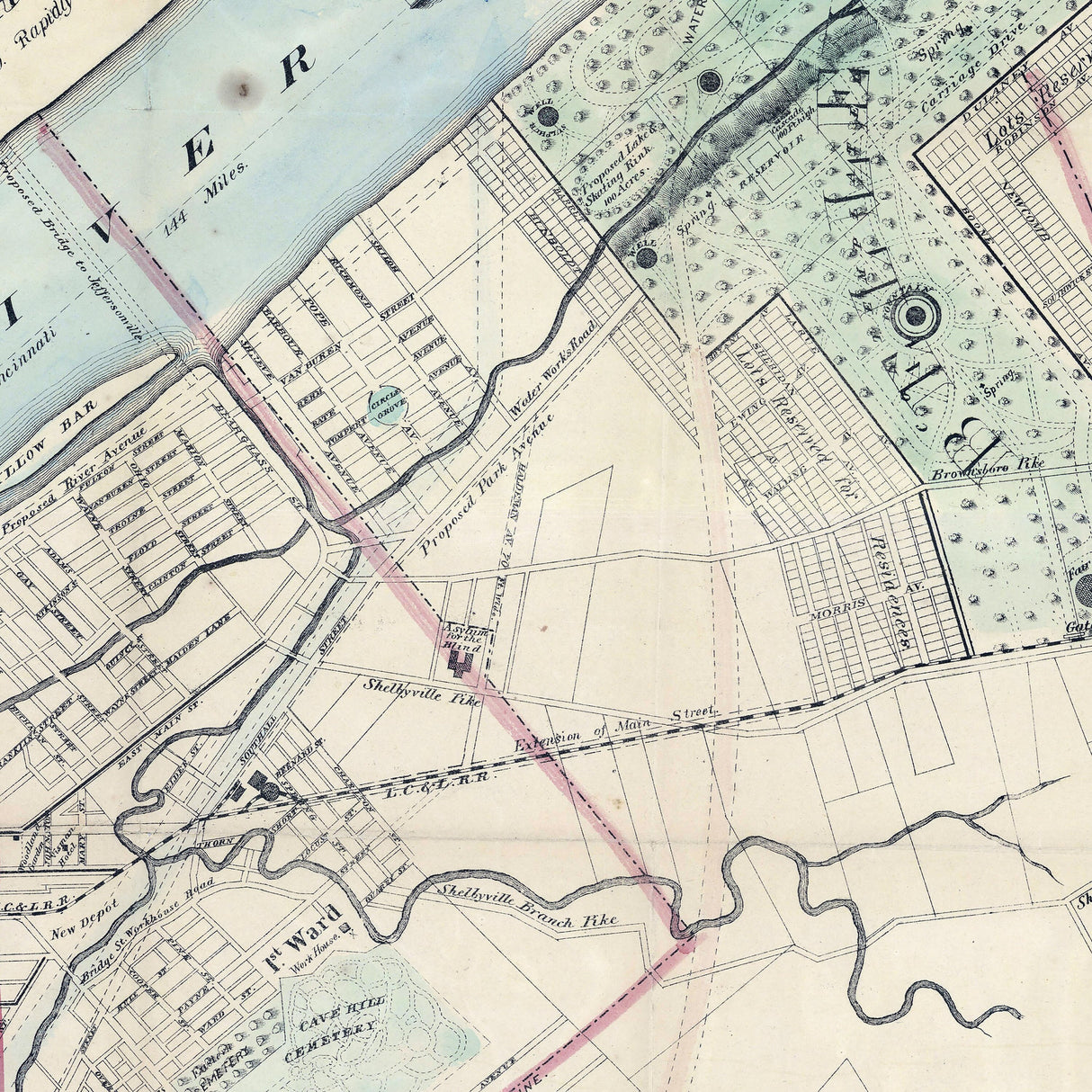 1869 Map of Louisville Kentucky