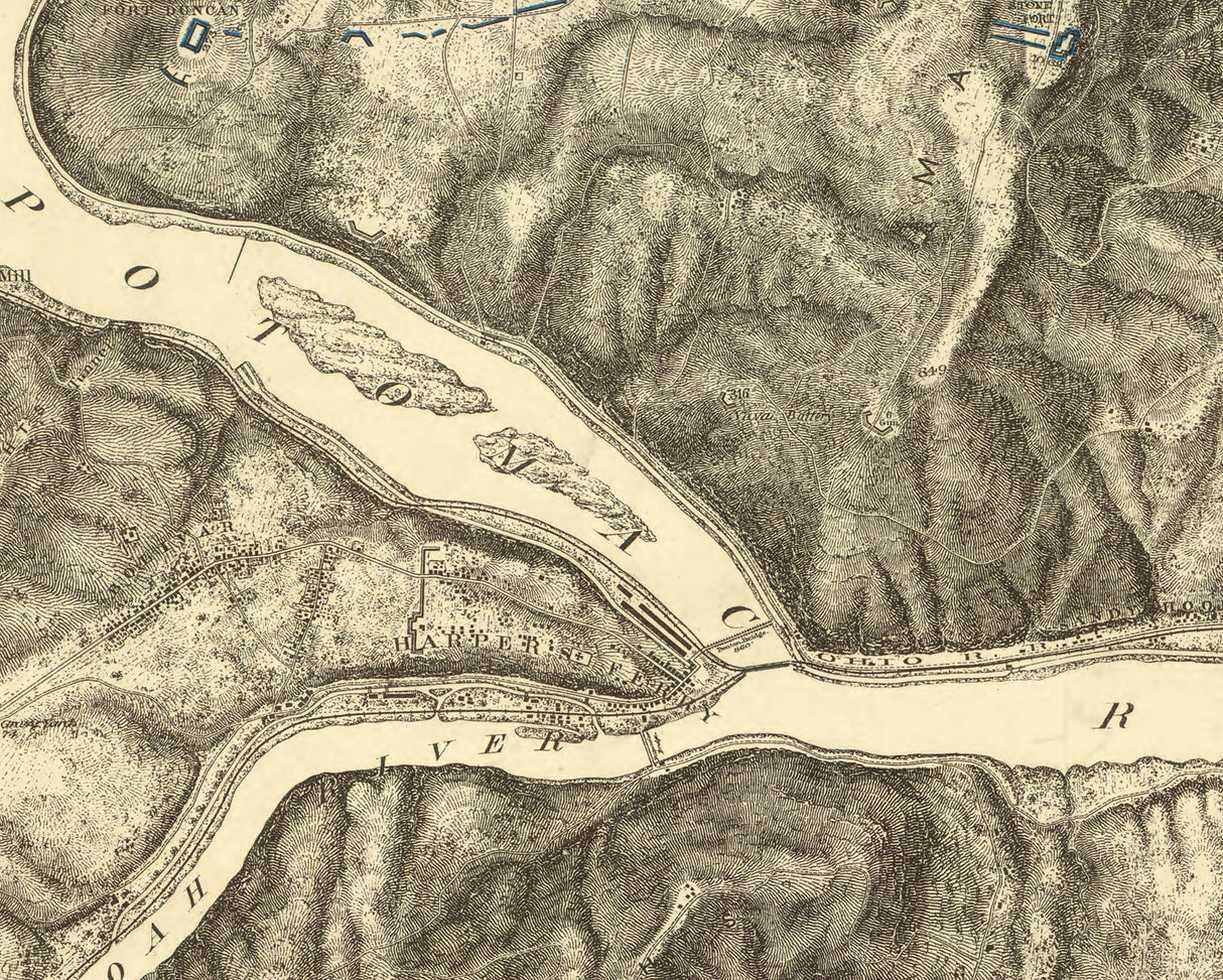 1867 Map of Harpers Ferry West Virginia