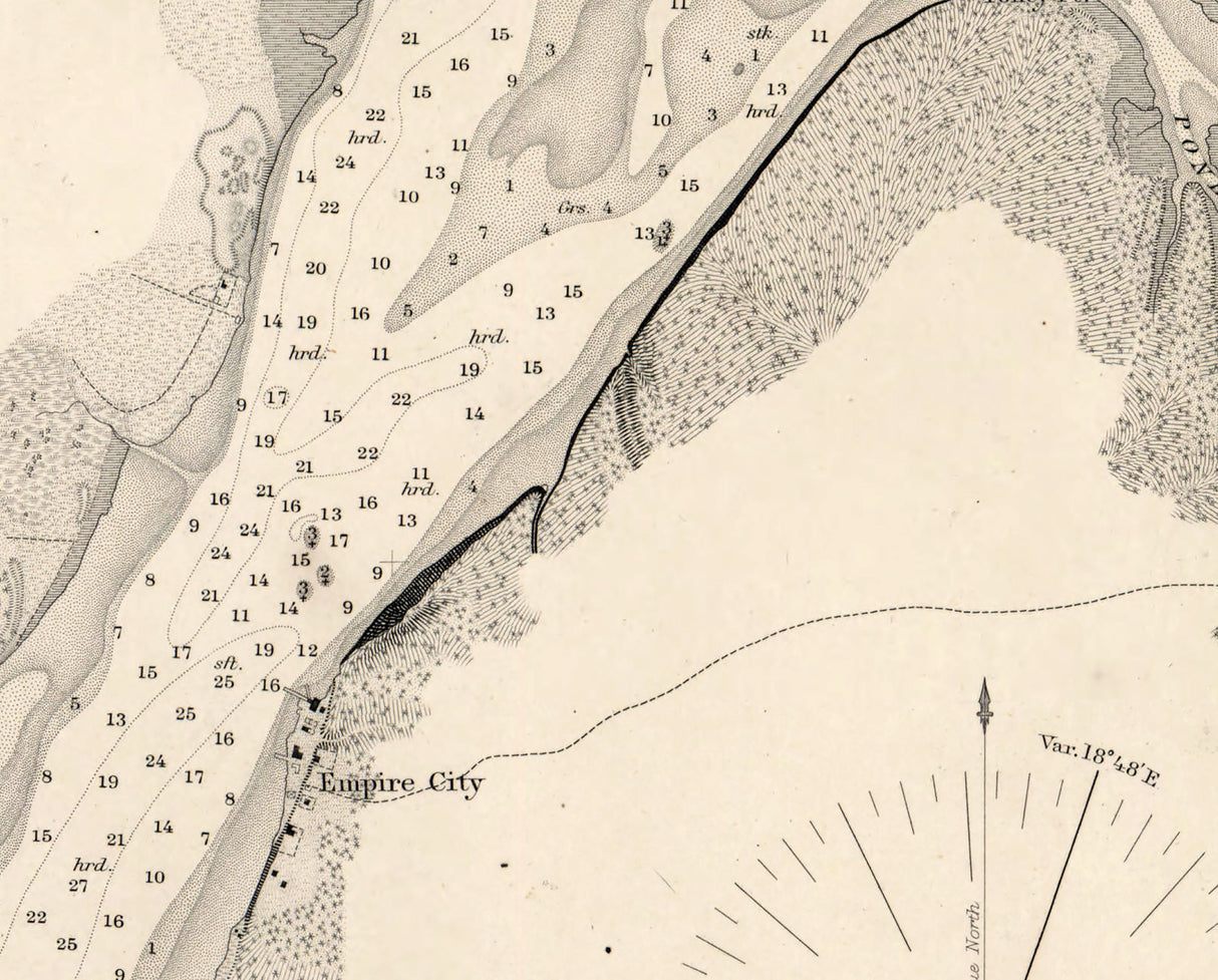 1865 Nautical Chart of Koos Bay Oregon