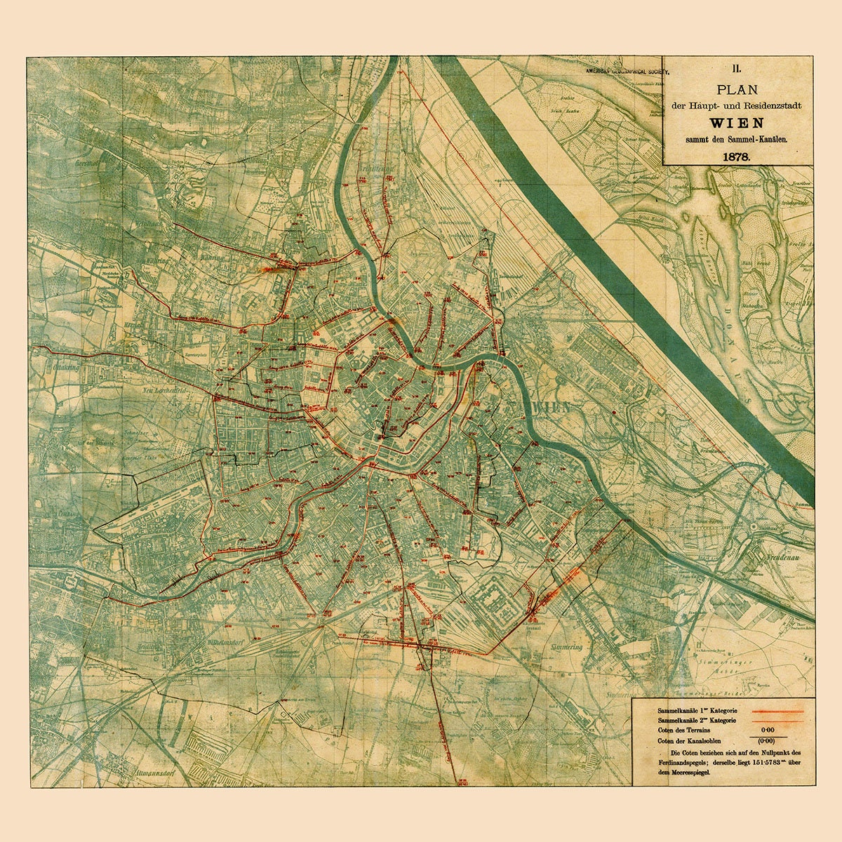 1878 Map of Vienna Austria