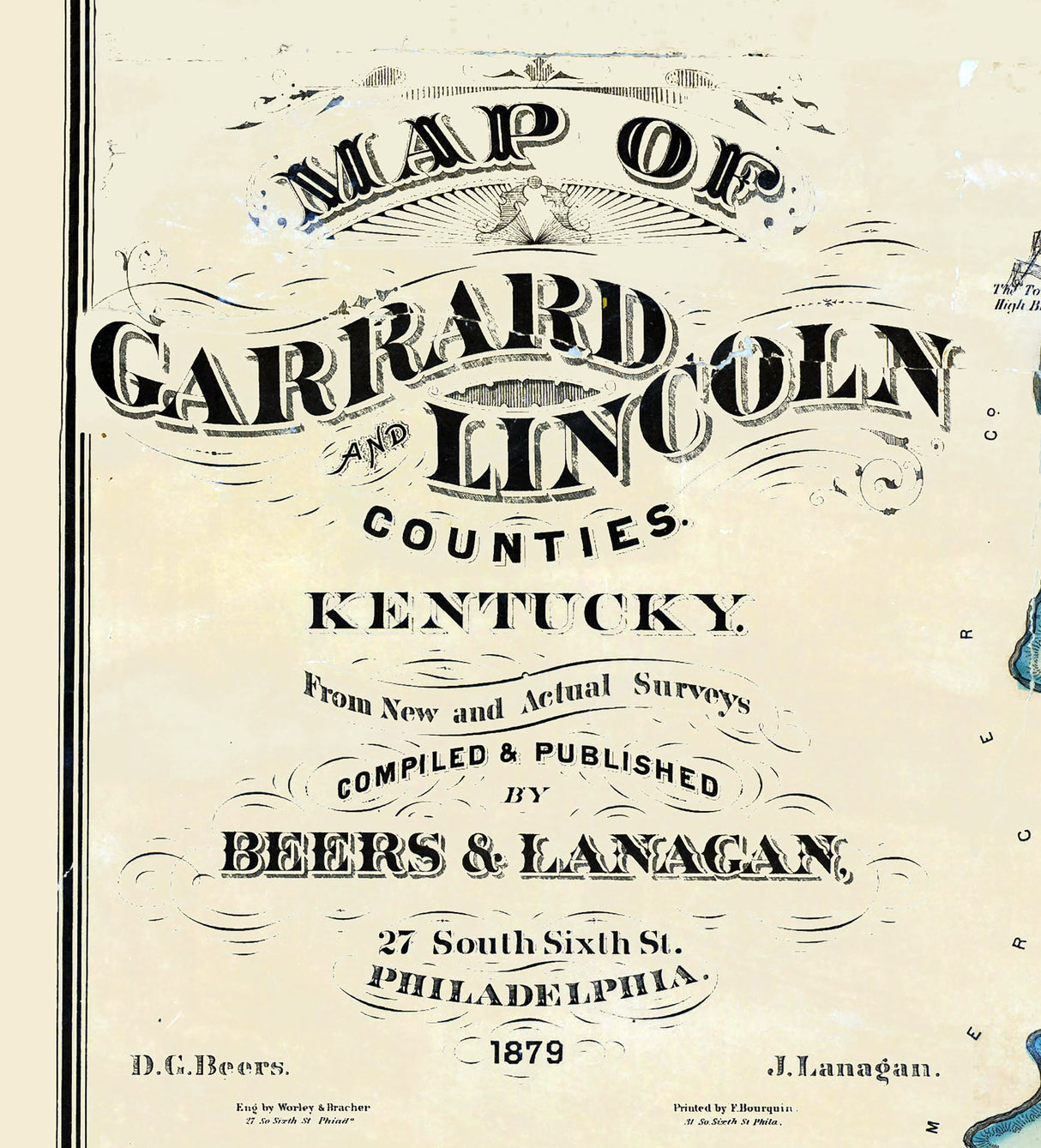 1879 Map of Garrard and Lincoln County Kentucky