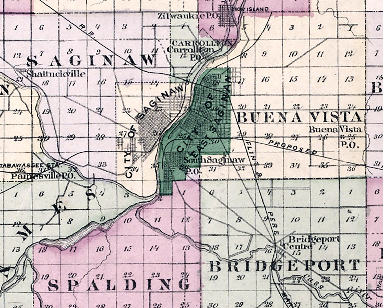 1877 Map of Saginaw County Michigan