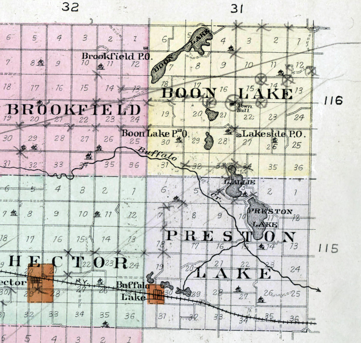 1900 Map of Renville County Minnesota