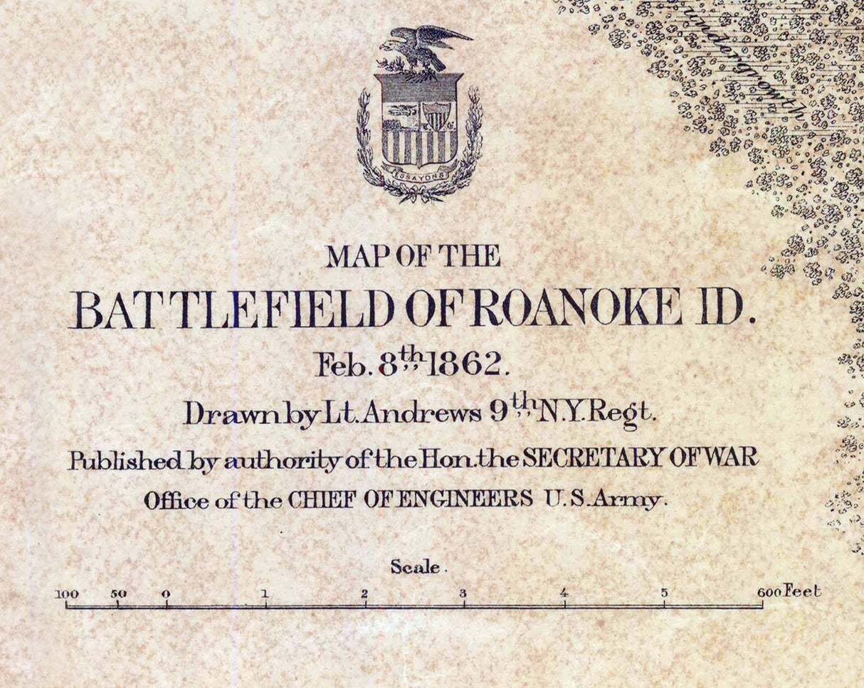 1862 Map of Roanoke Island North Carolina Battlefield