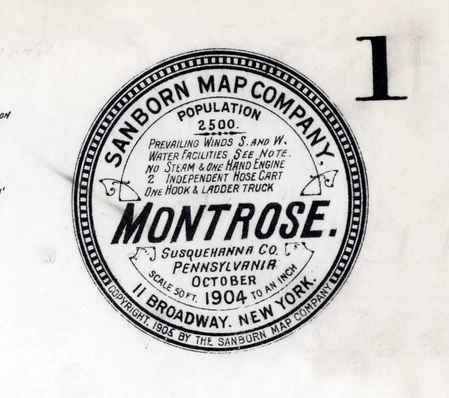 1904 Town Map of Montrose Susquehanna County Pennsylvania