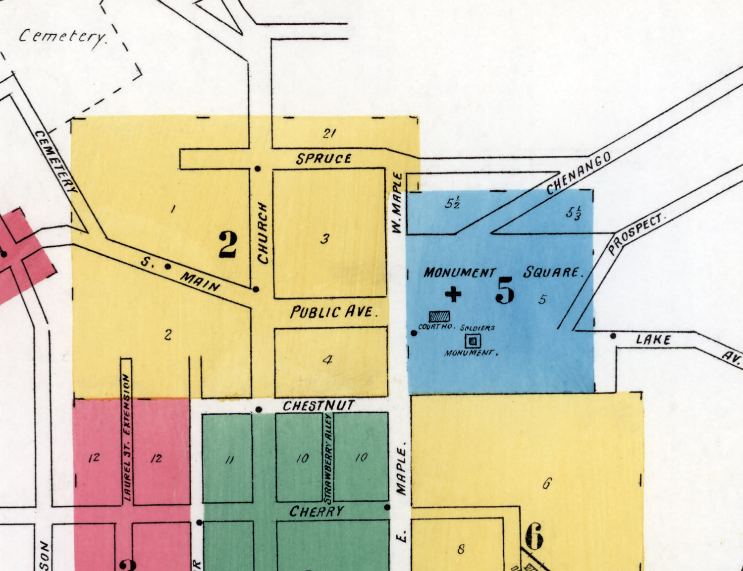1904 Town Map of Montrose Susquehanna County Pennsylvania