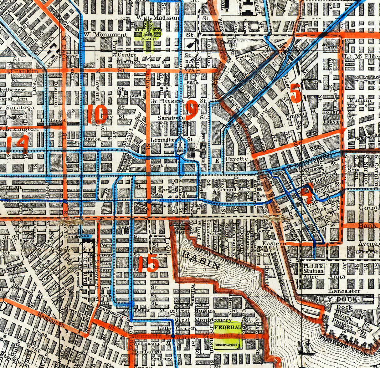 1872 Map of Baltimore Maryland