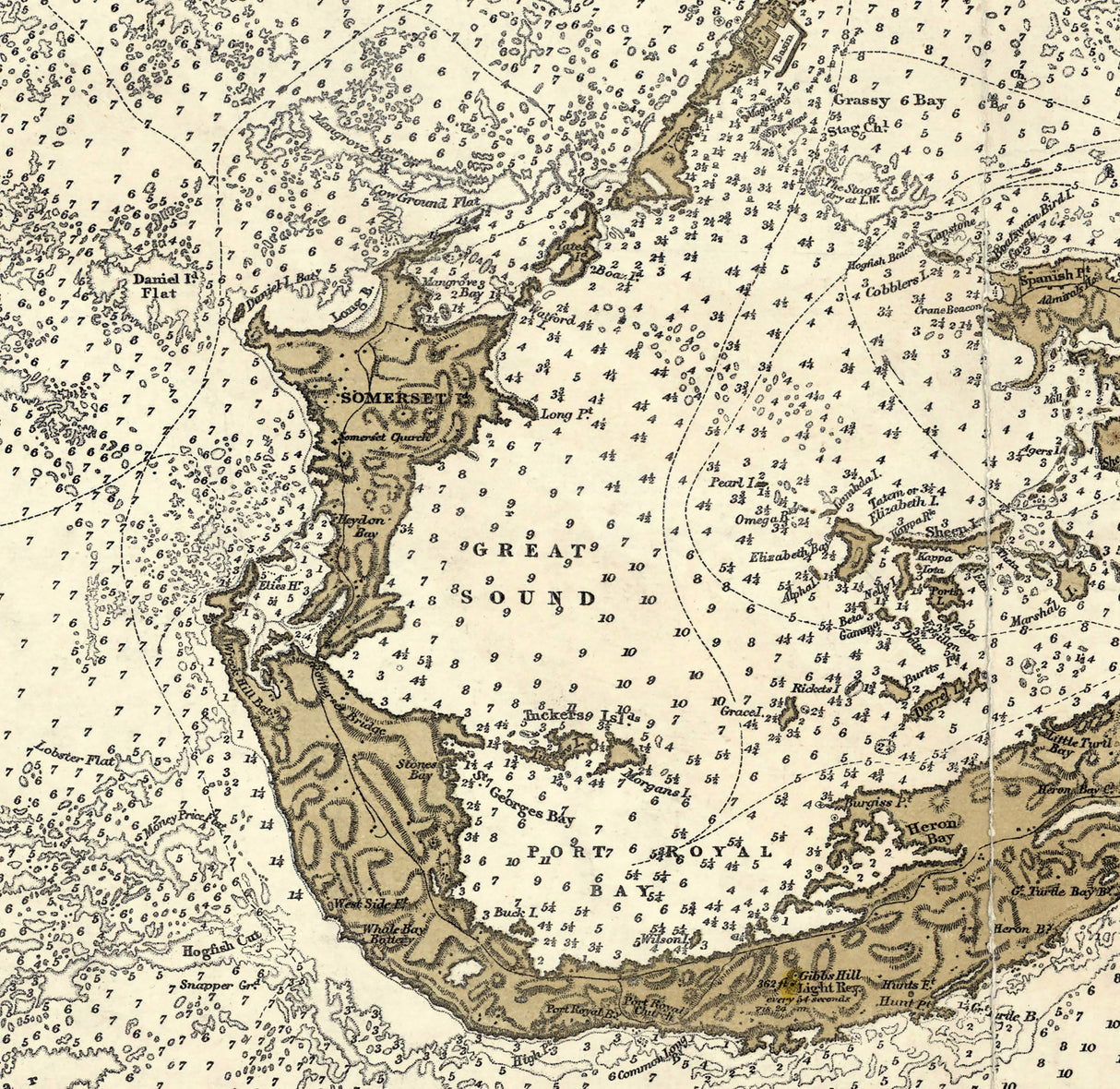 1873 Nautical Chart of the Bermuda Islands