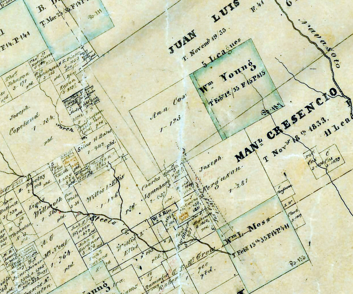 1858 Farm Line Map of Limestone County Texas