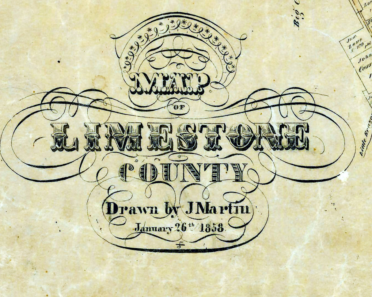1858 Farm Line Map of Limestone County Texas