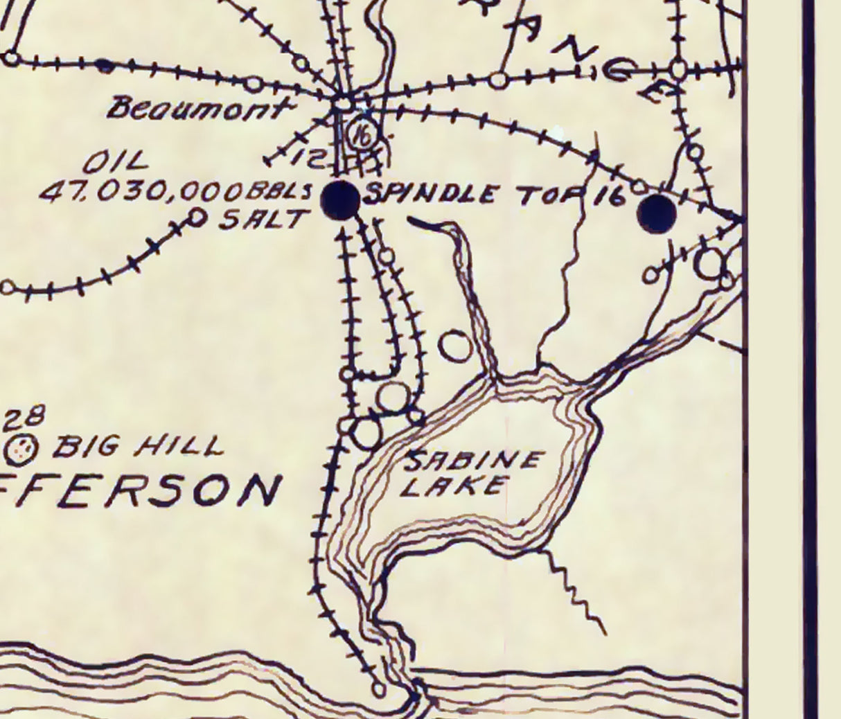 1916 Map of Gulf Coast Oil Fields Texas