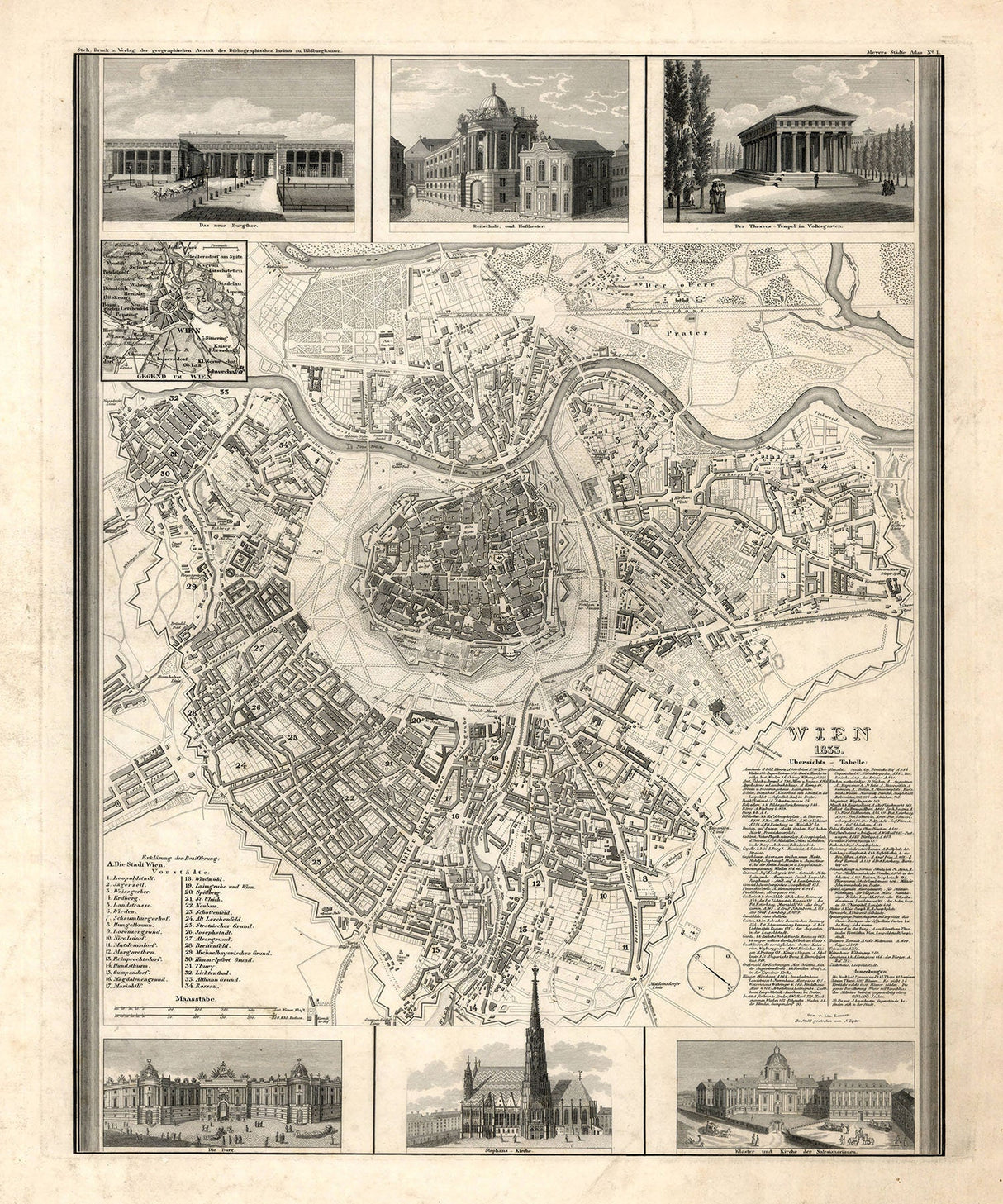1833 Map of Vienna Austria