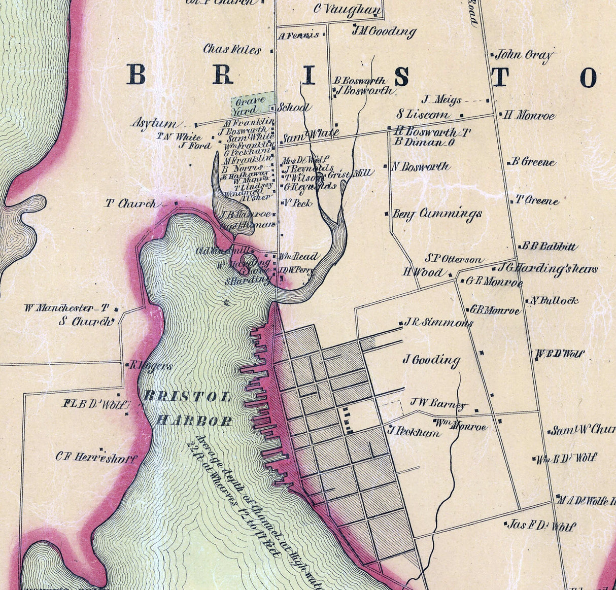 1851 Map of Bristol County Rhode Island