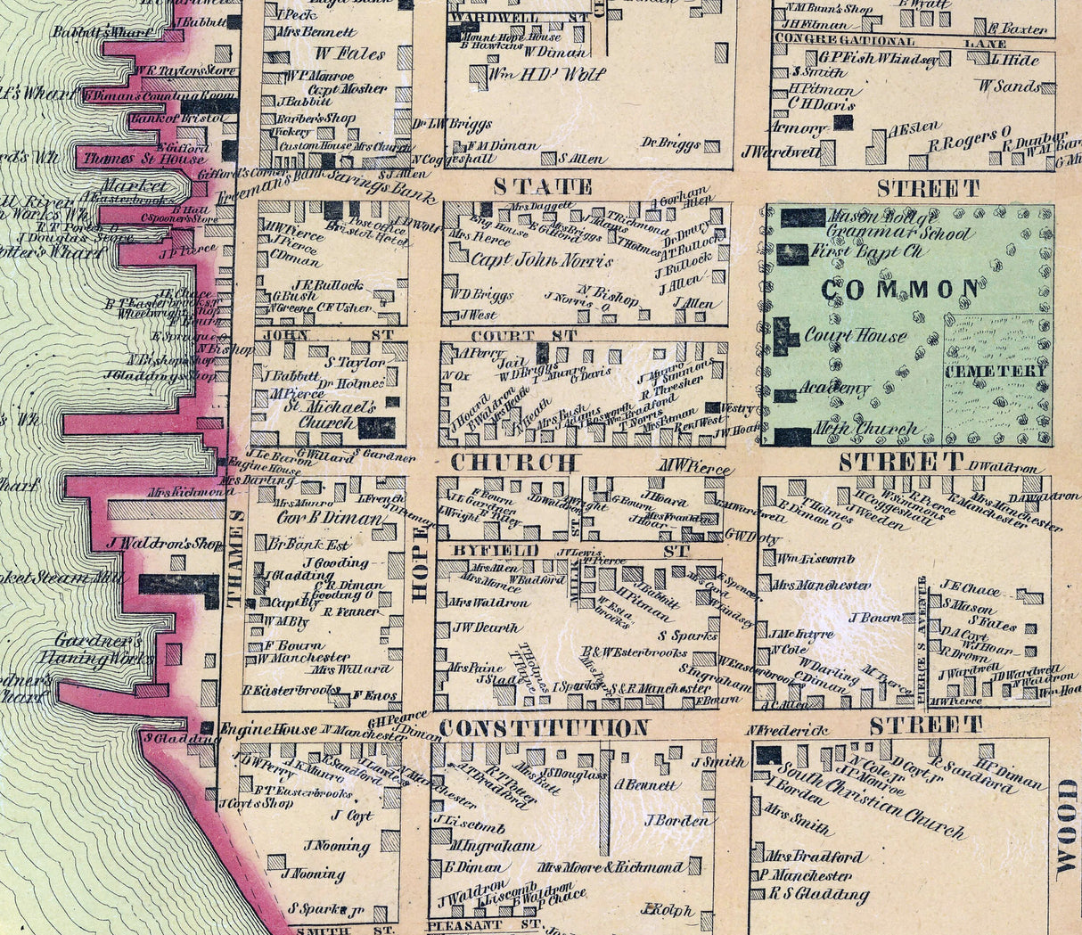 1851 Map of Bristol County Rhode Island