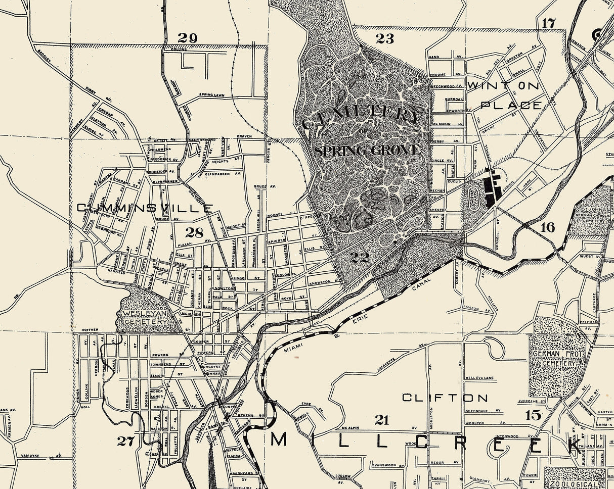 1910 Map of Cincinnati Ohio