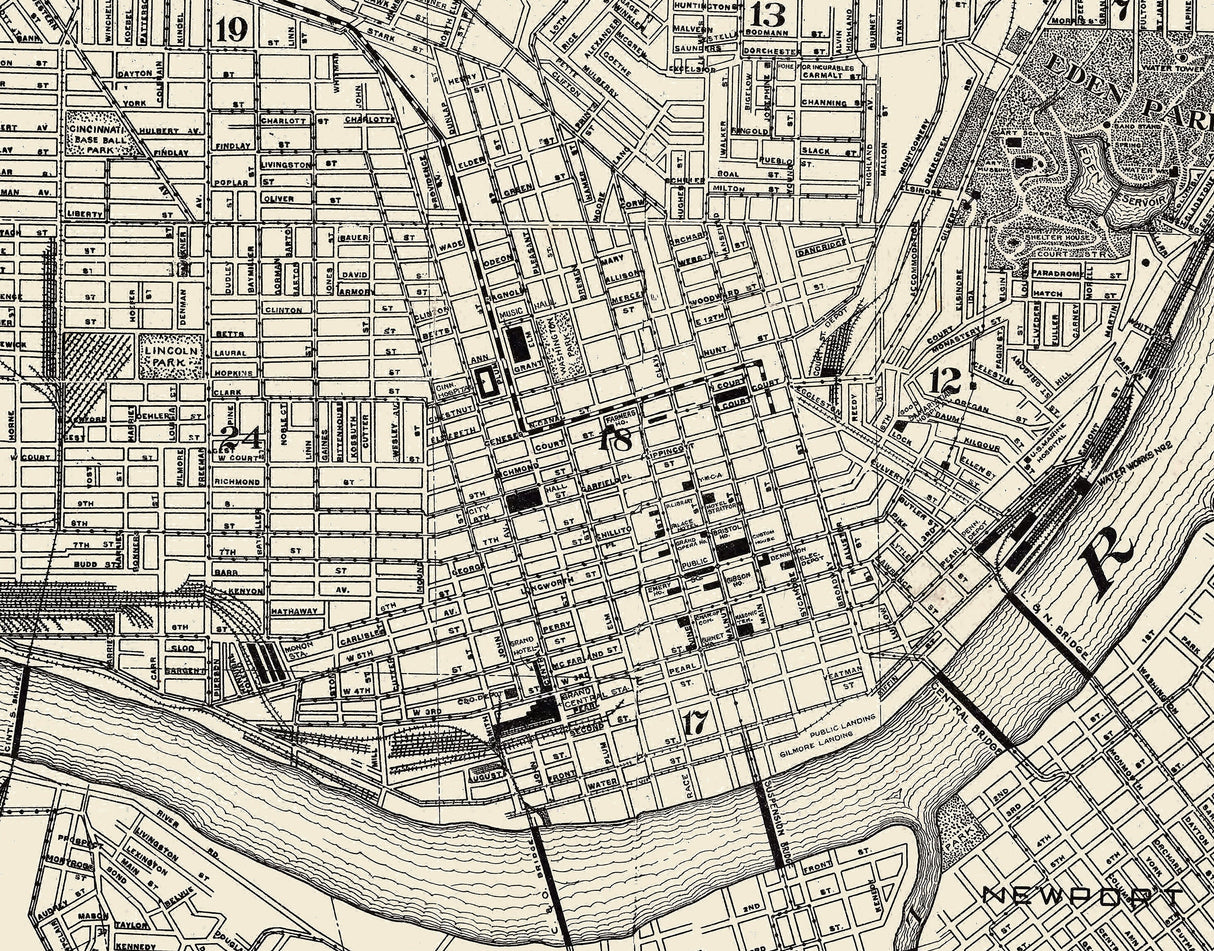 1910 Map of Cincinnati Ohio