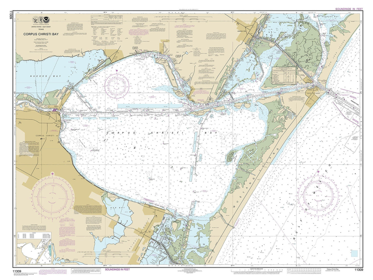 2020 Nautical Chart of Corpus Christi Bay Texas