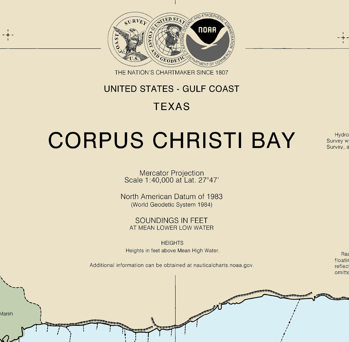 2020 Nautical Chart of Corpus Christi Bay Texas