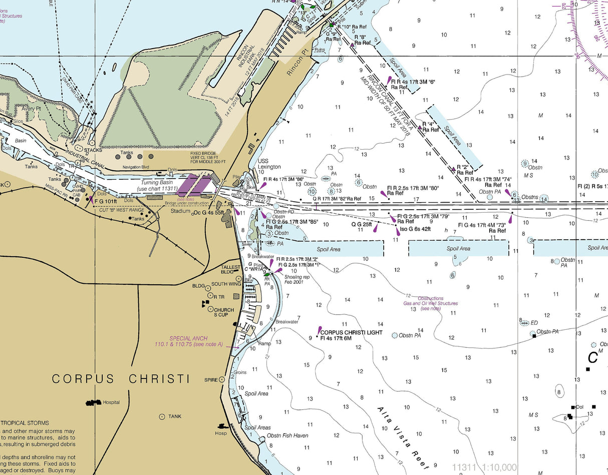 2020 Nautical Chart of Corpus Christi Bay Texas