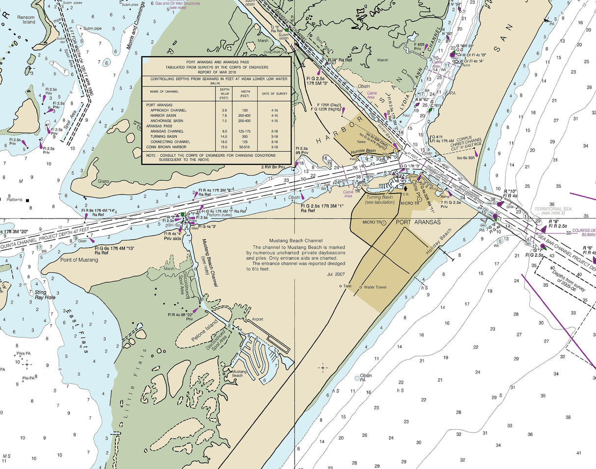 2020 Nautical Chart of Corpus Christi Bay Texas