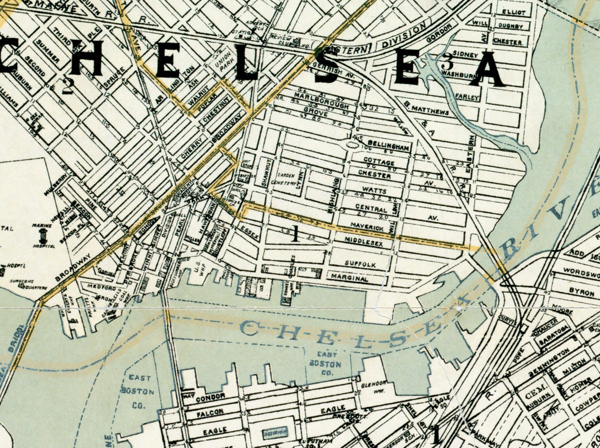 1897 Map of Chelsea Everett Revere and Winthrop Massachusetts
