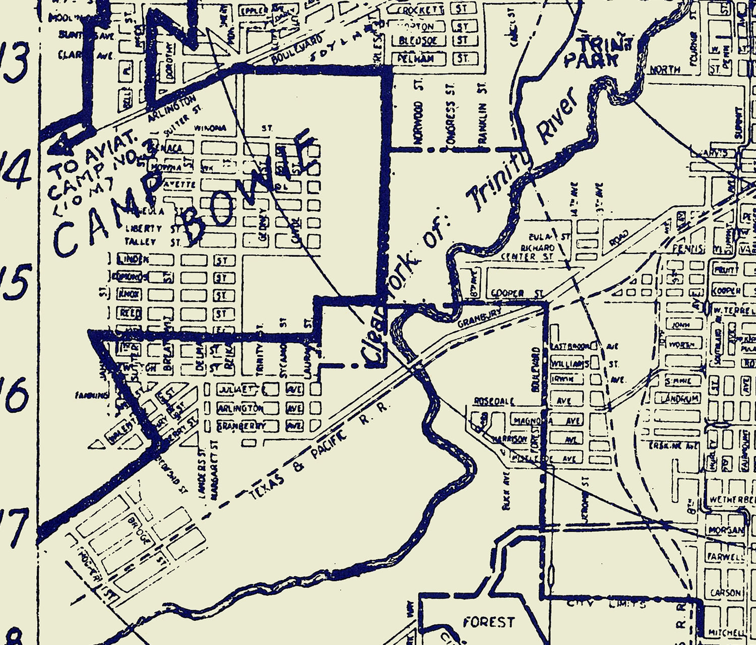 1917 Map of Fort Worth Texas