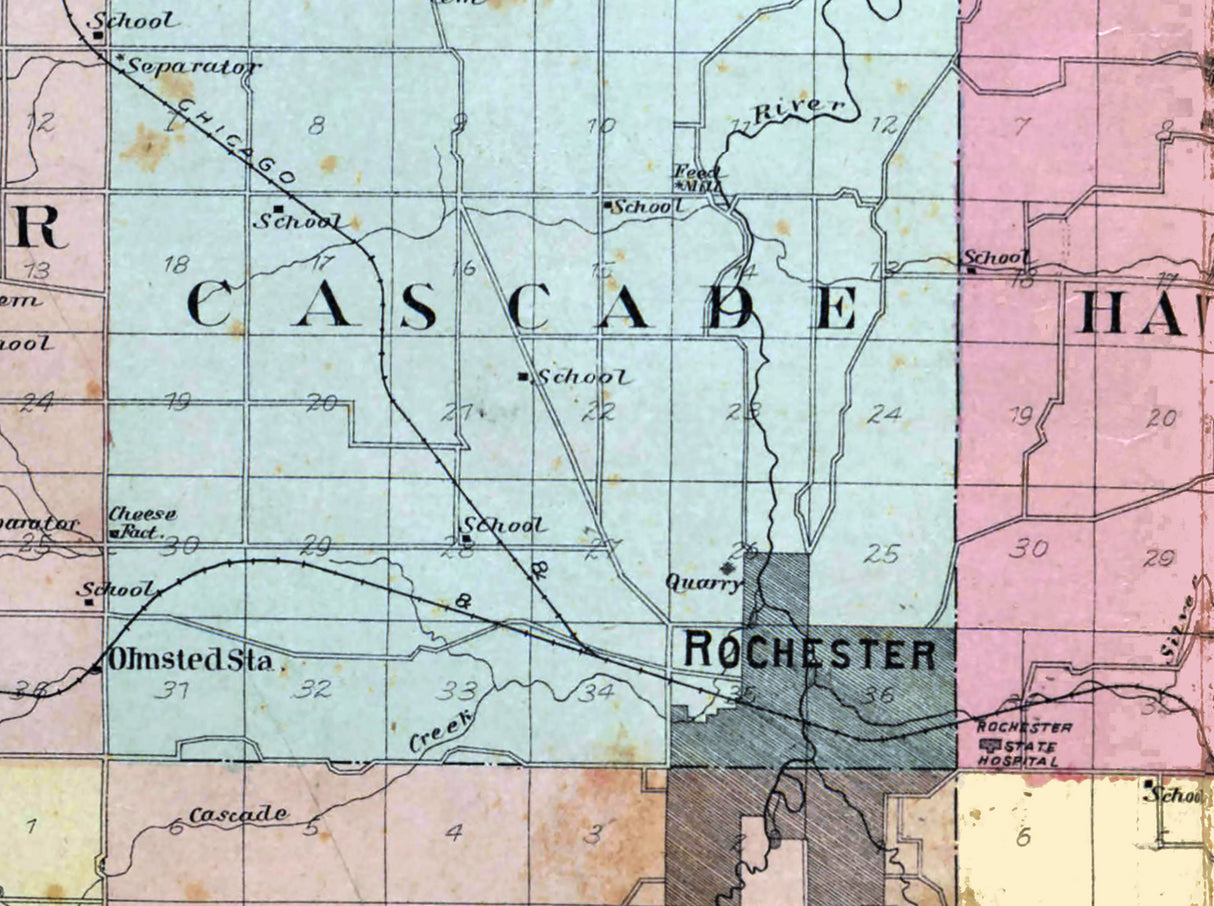 1896 Map of Olmsted County Minnesota