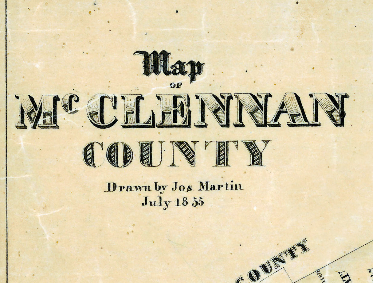 1855 Map of McLennan County Texas