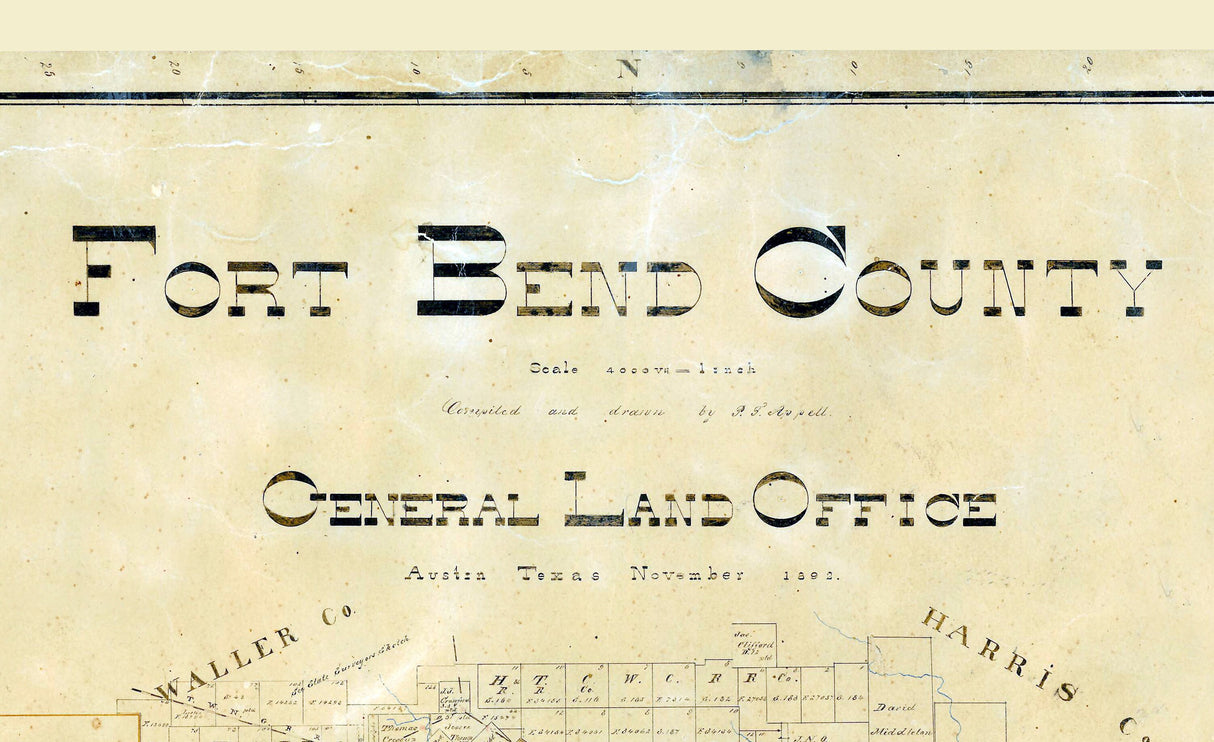 1892 Map of Fort Bend County Texas