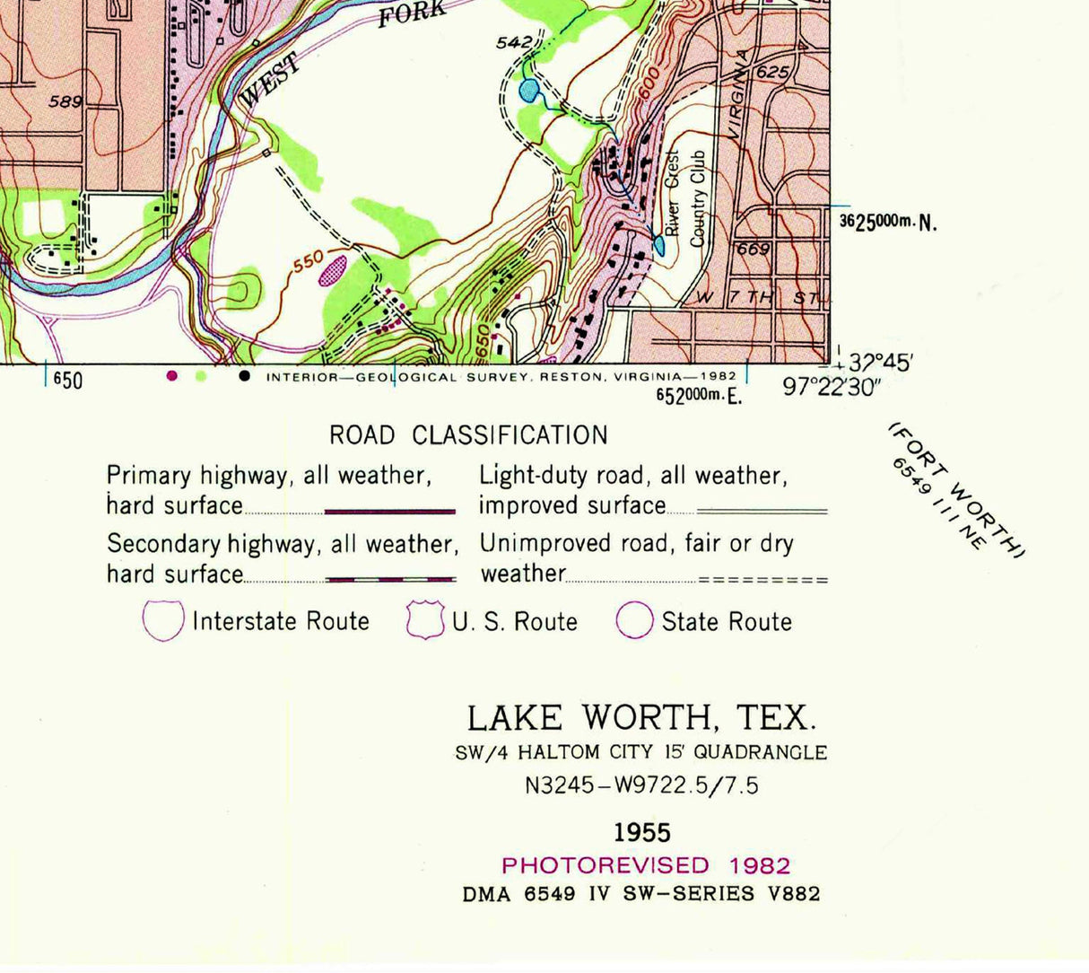 1982 Topo Map of Lake Worth Texas