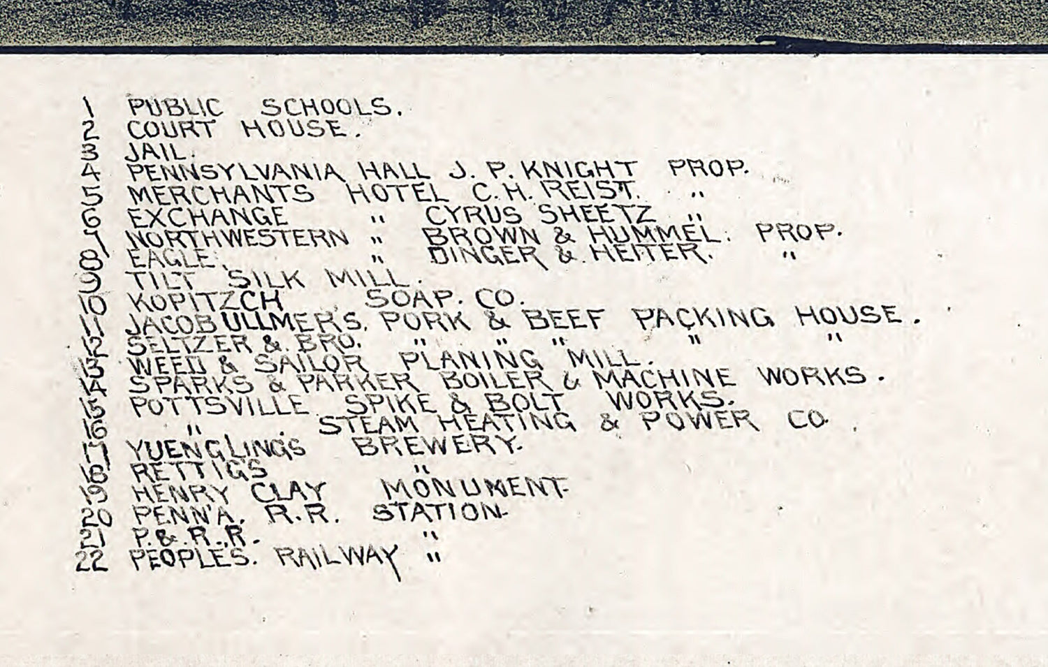 1889 Panoramic Map of Pottsville Pennsylvania