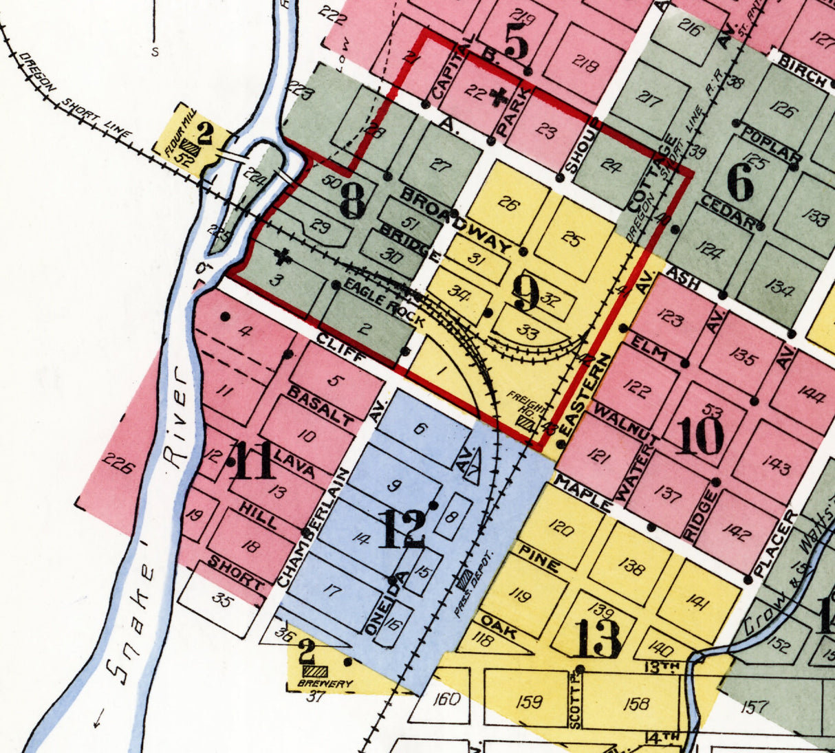 1905 Town Map of Idaho Falls Idaho