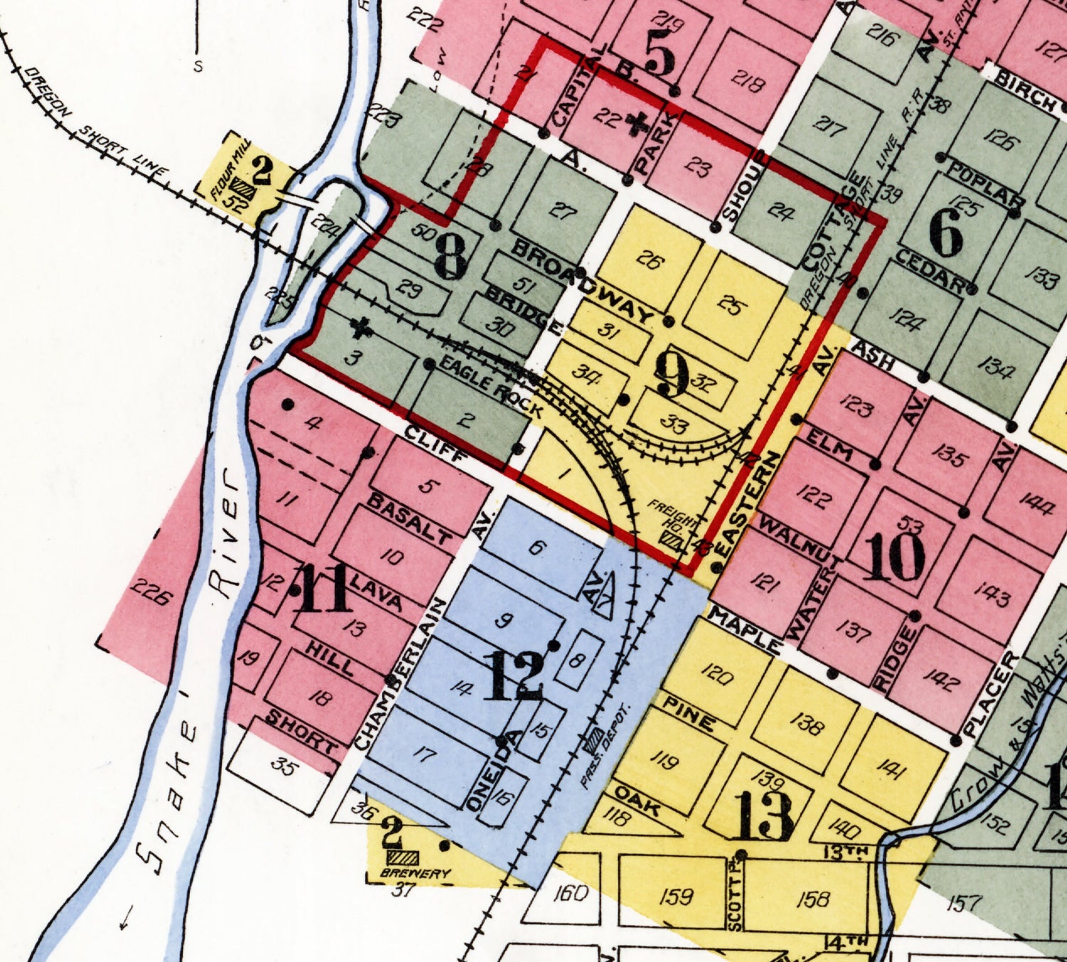 1905 Town Map of Idaho Falls Idaho