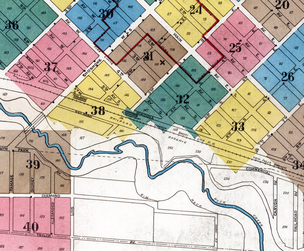 1922 Town Map of Twin Falls Idaho
